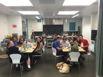 students in teaching kitchen