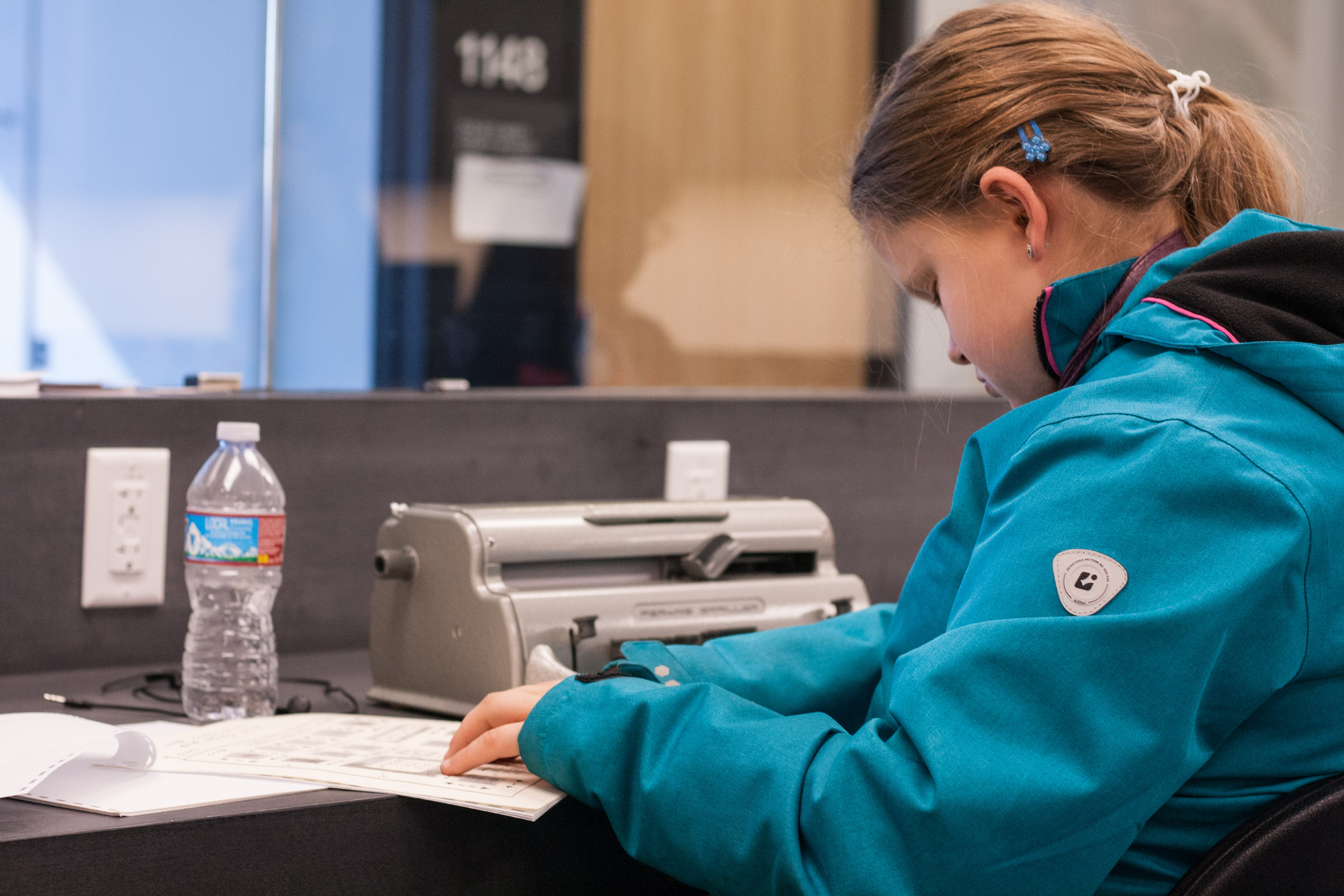Another Junior Varsity tester is deep in concentration during the test.