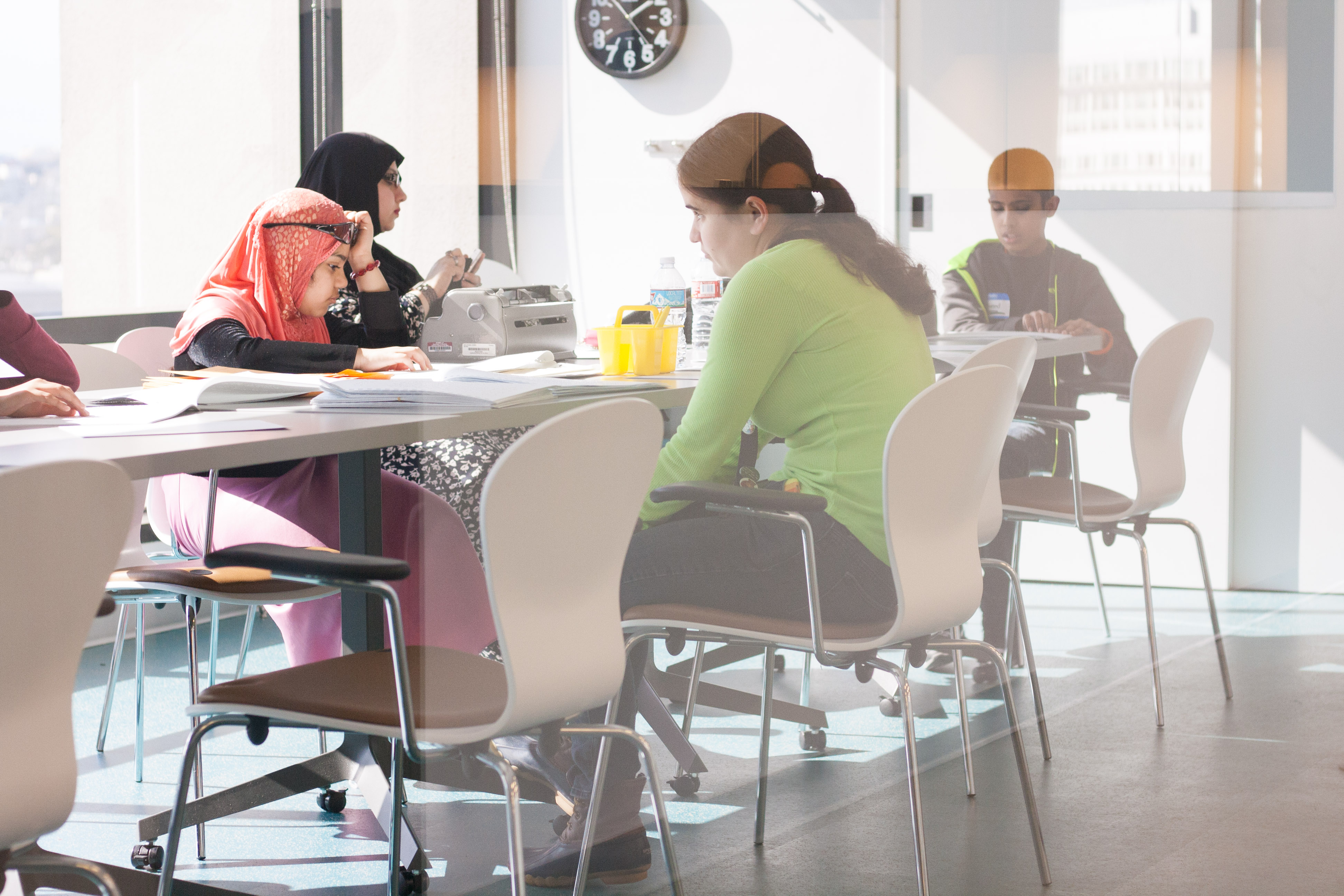Sophomore competitors are hard at work in the 11th Floor Craft Room. 