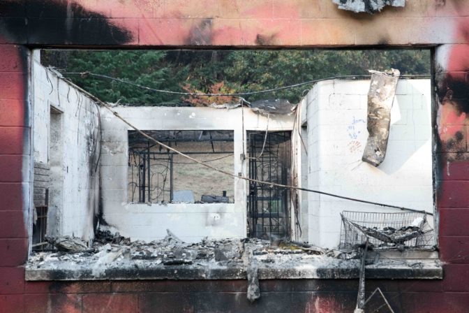A view through the gutted staff house at Napa County's Enchanted Hills Camp.