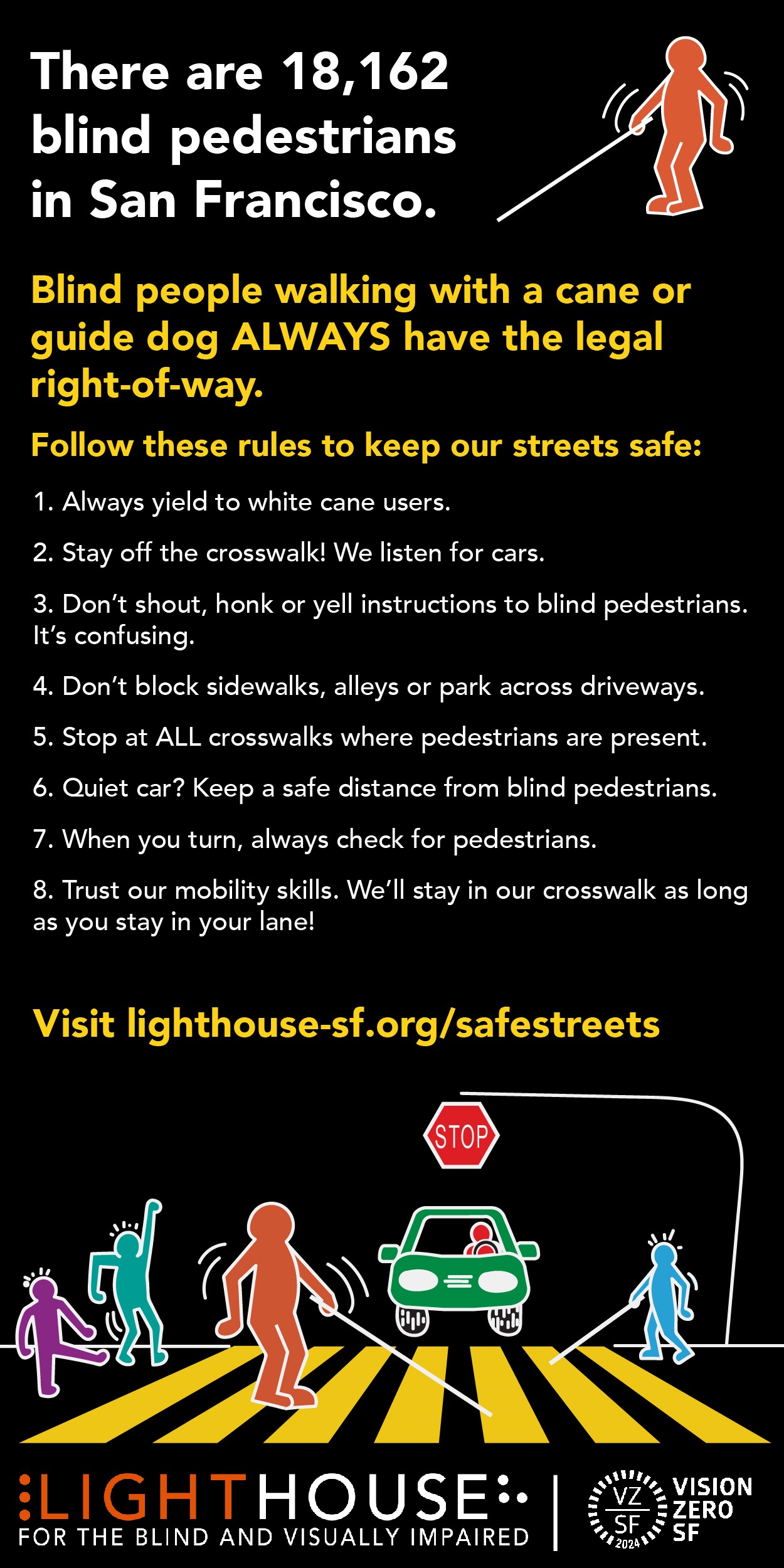 Infographic 1: Tips for Drivers When It Comes to Blind Pedestrians. Click link for accessible description.