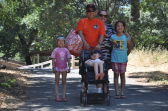 Family walking outside