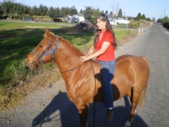 Blind instructor Diane Starin rides Jester