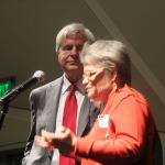 Bryan Bashin watches as Catherine Kudlick speaks
