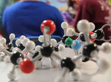 A model of a molecule used in STEM class at Enchanted Hill Camp.