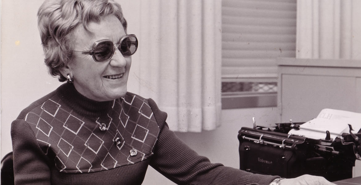 Rose Resnick at her desk.