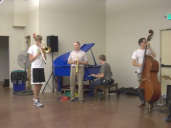 Trumpet, trombone, piano and bass - students and teachers make some musical noise at last year’s music academy