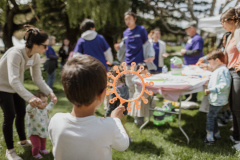 Children playing with bubbles