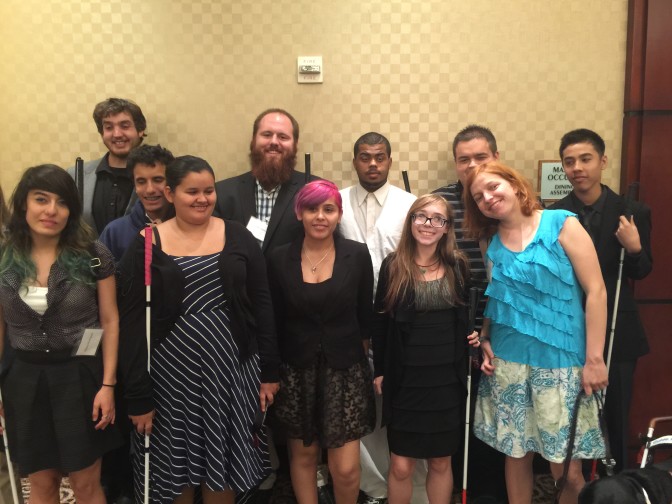 LightHouse Youth gather for a group photo at the CCB Banquet. From left to right; Xianna Rodrigues, Travis Erdmann, Andy Rodriguez, Martha Estrada, Jamey Gump, Carmen Contreras, Jordon Ingalls-Holloway, Olivia Merz, Joe Retherford, Annalisa DiLeonardo and Jacob Obeso